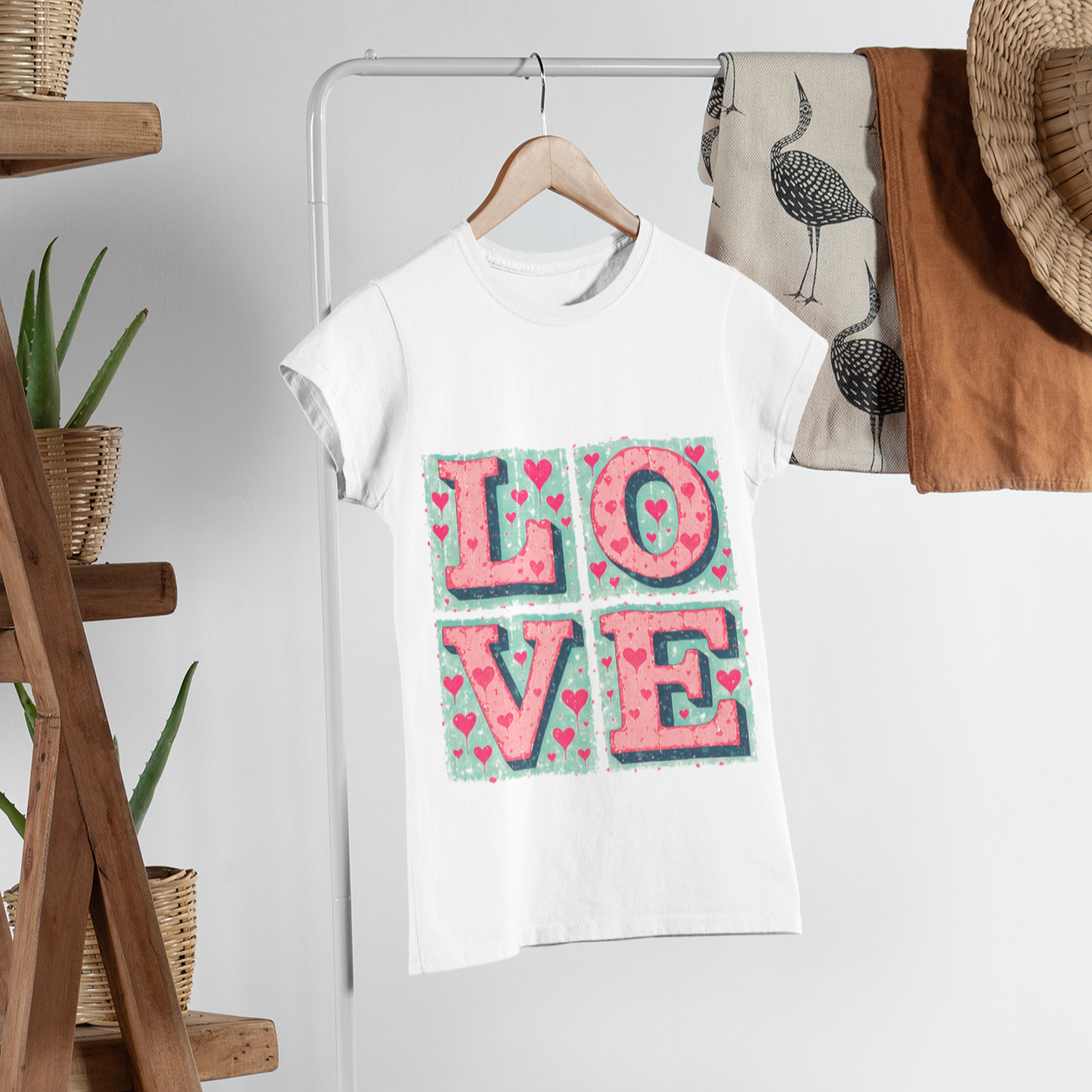 Love in Blocks Crew Neck T-shirt for Women