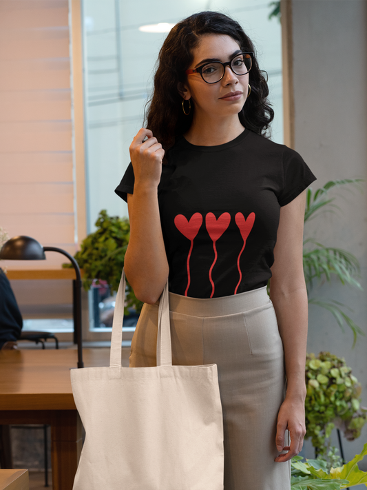 Floating Hearts Crew Neck T-Shirt for Women