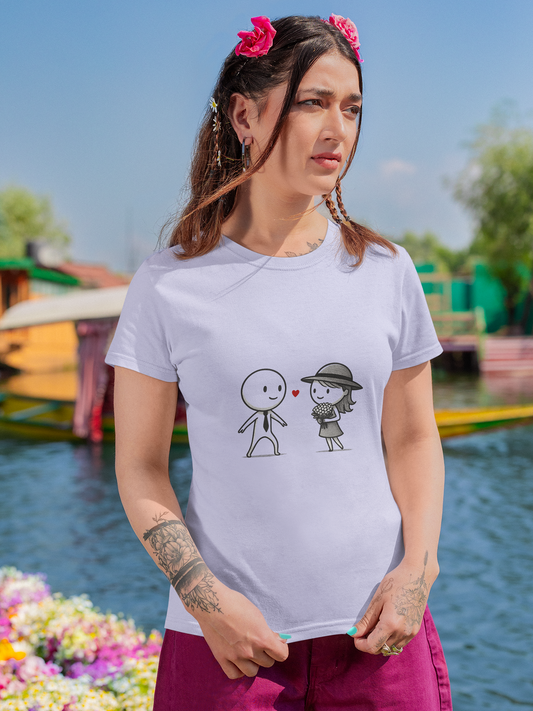 Doodle Love Crew Neck T-Shirt for Women