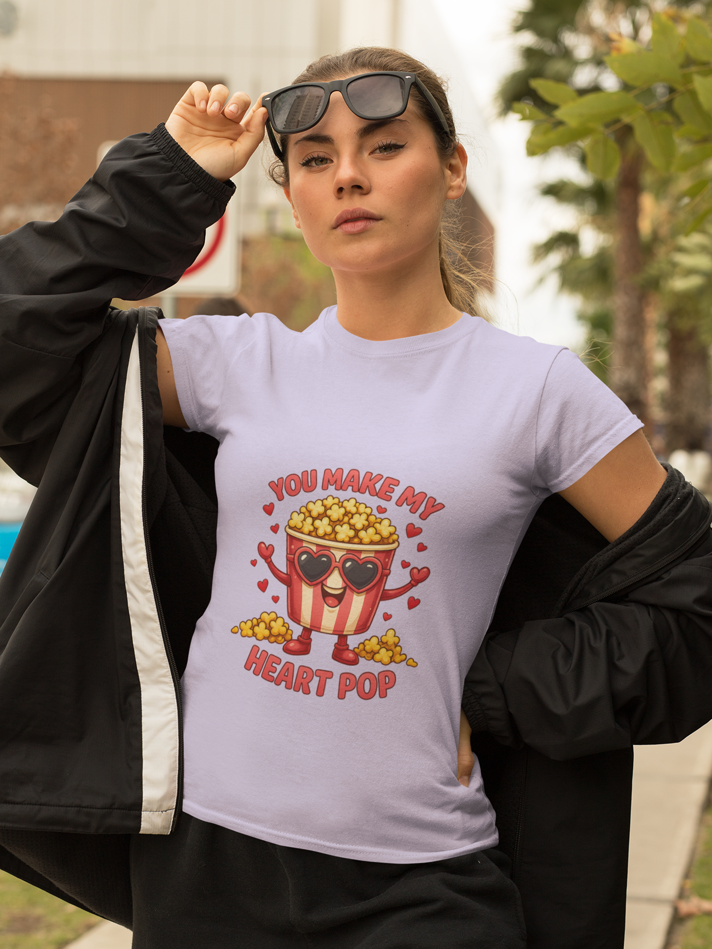 Heart Pop Crew Neck T-Shirt for Women