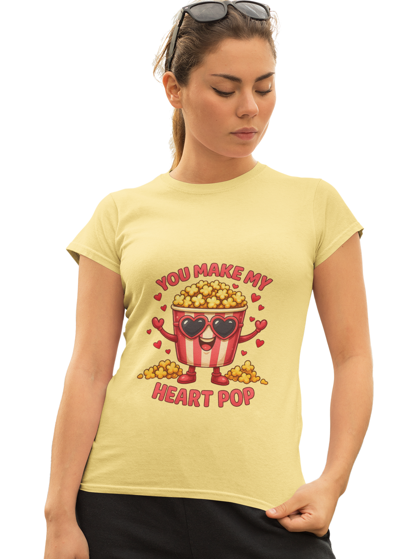 Heart Pop Crew Neck T-Shirt for Women