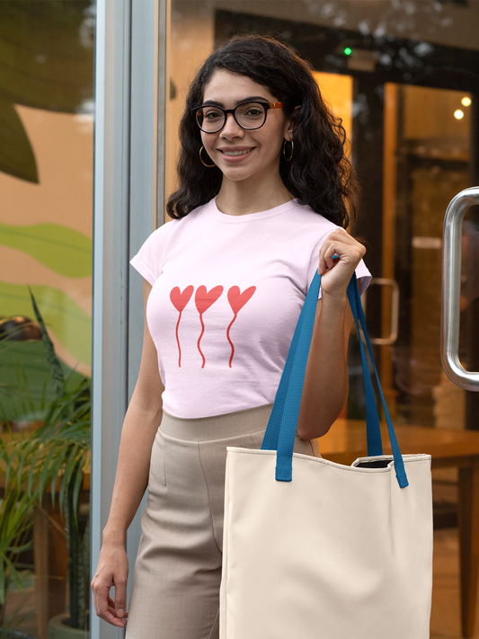 Floating Hearts Crew Neck T-Shirt for Women