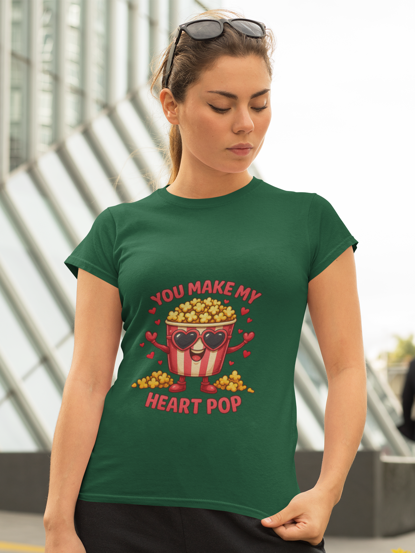 Heart Pop Crew Neck T-Shirt for Women