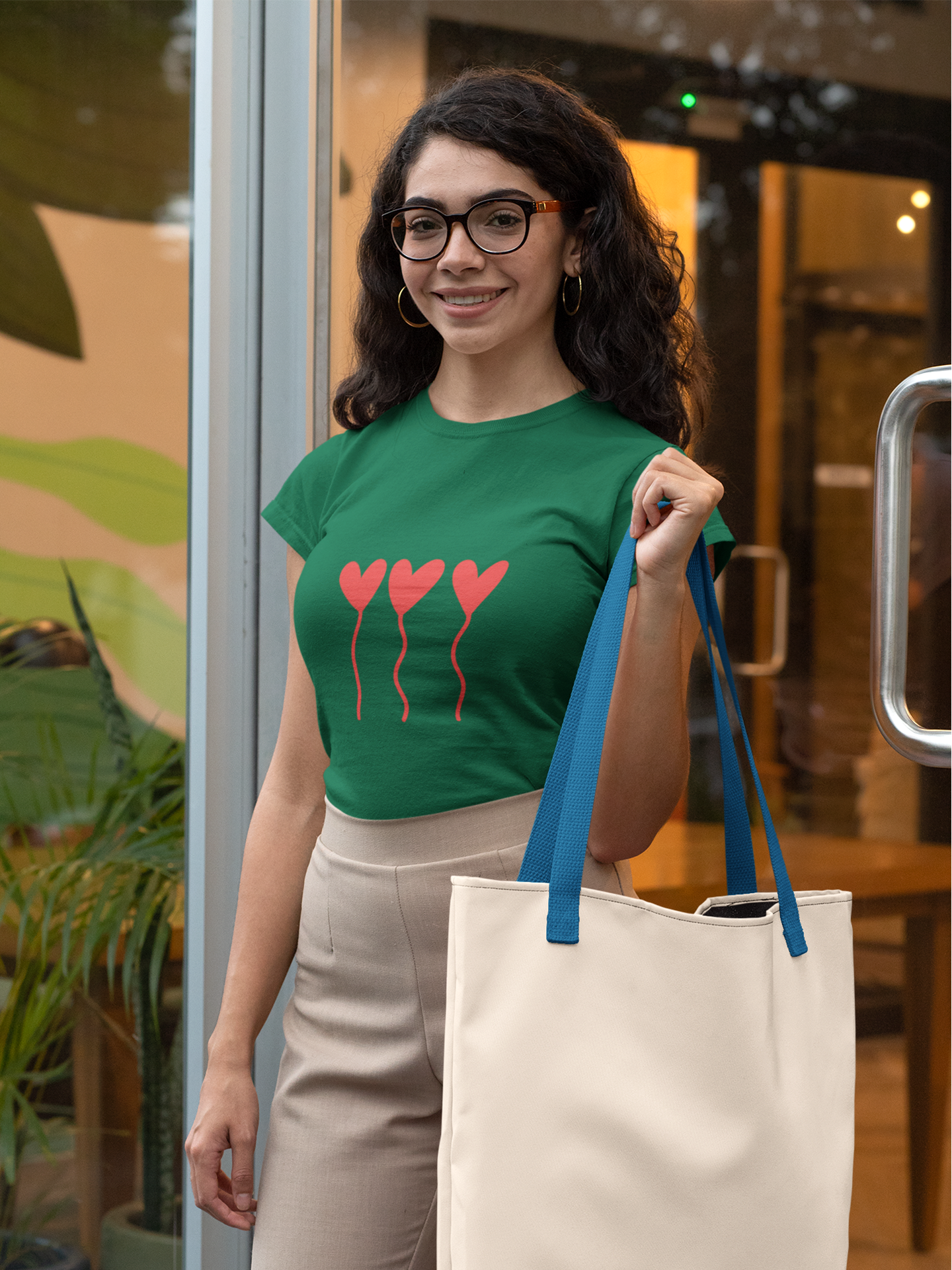 Floating Hearts Crew Neck T-Shirt for Women