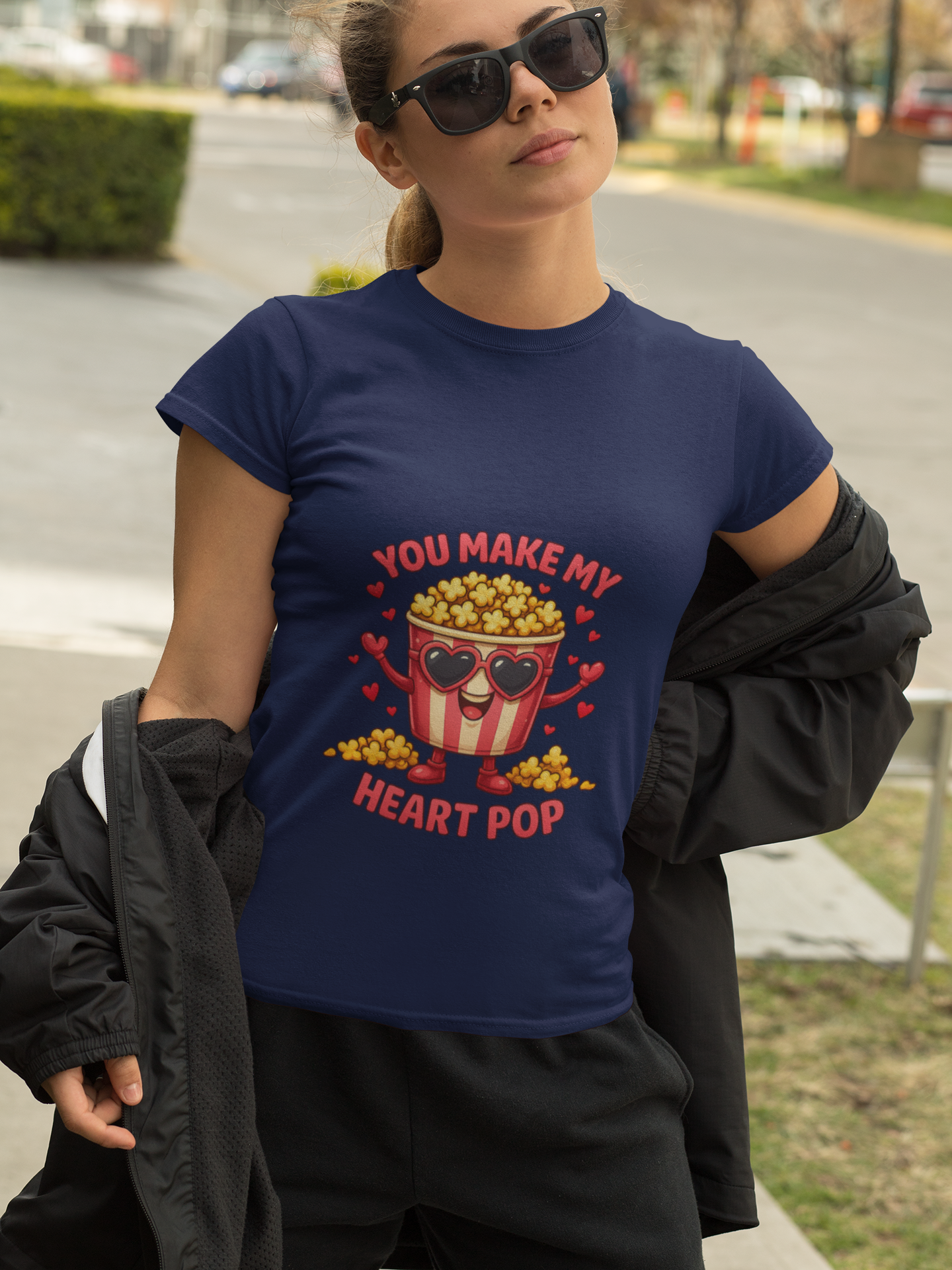 Heart Pop Crew Neck T-Shirt for Women