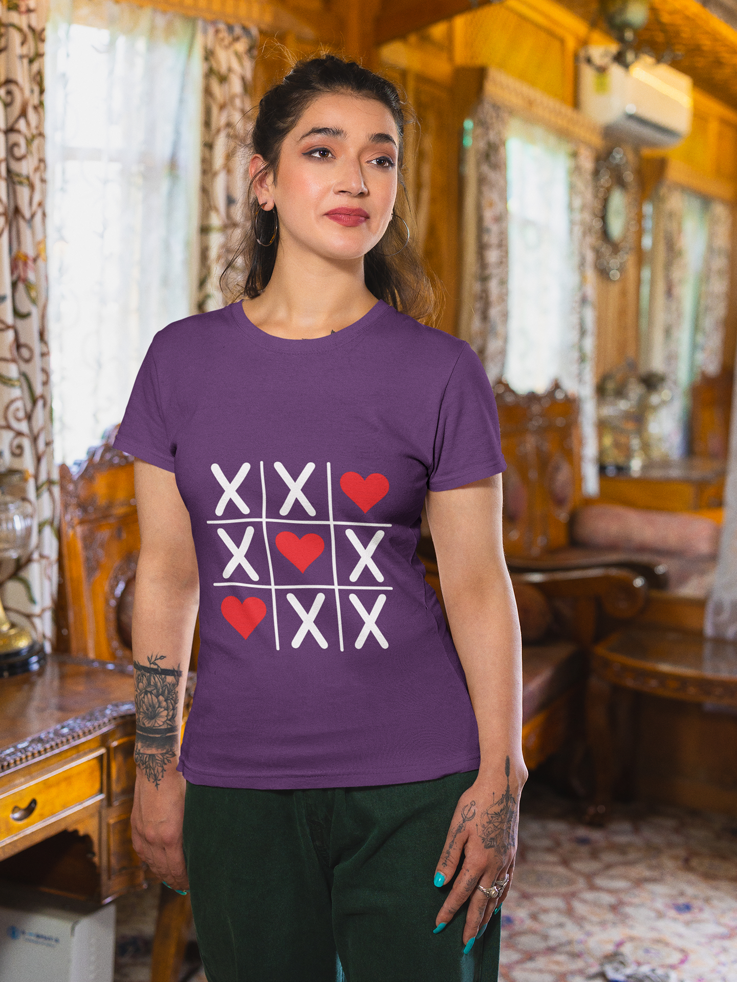 Tic Tac Toe Crew Neck T-Shirt for Women