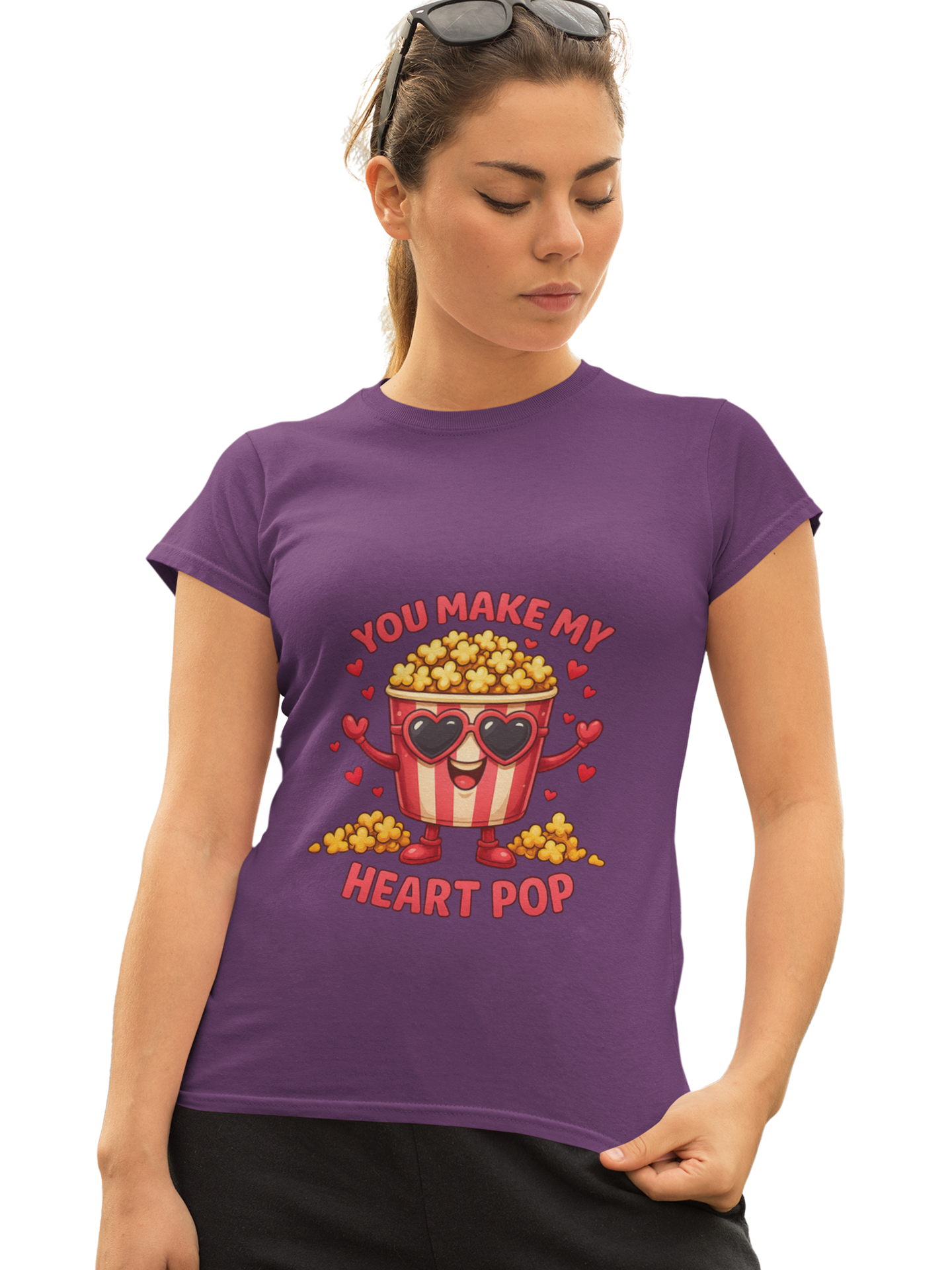 Heart Pop Crew Neck T-Shirt for Women