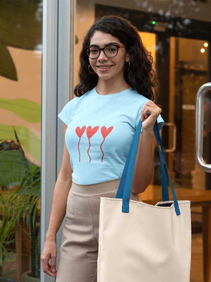 Floating Hearts Crew Neck T-Shirt for Women