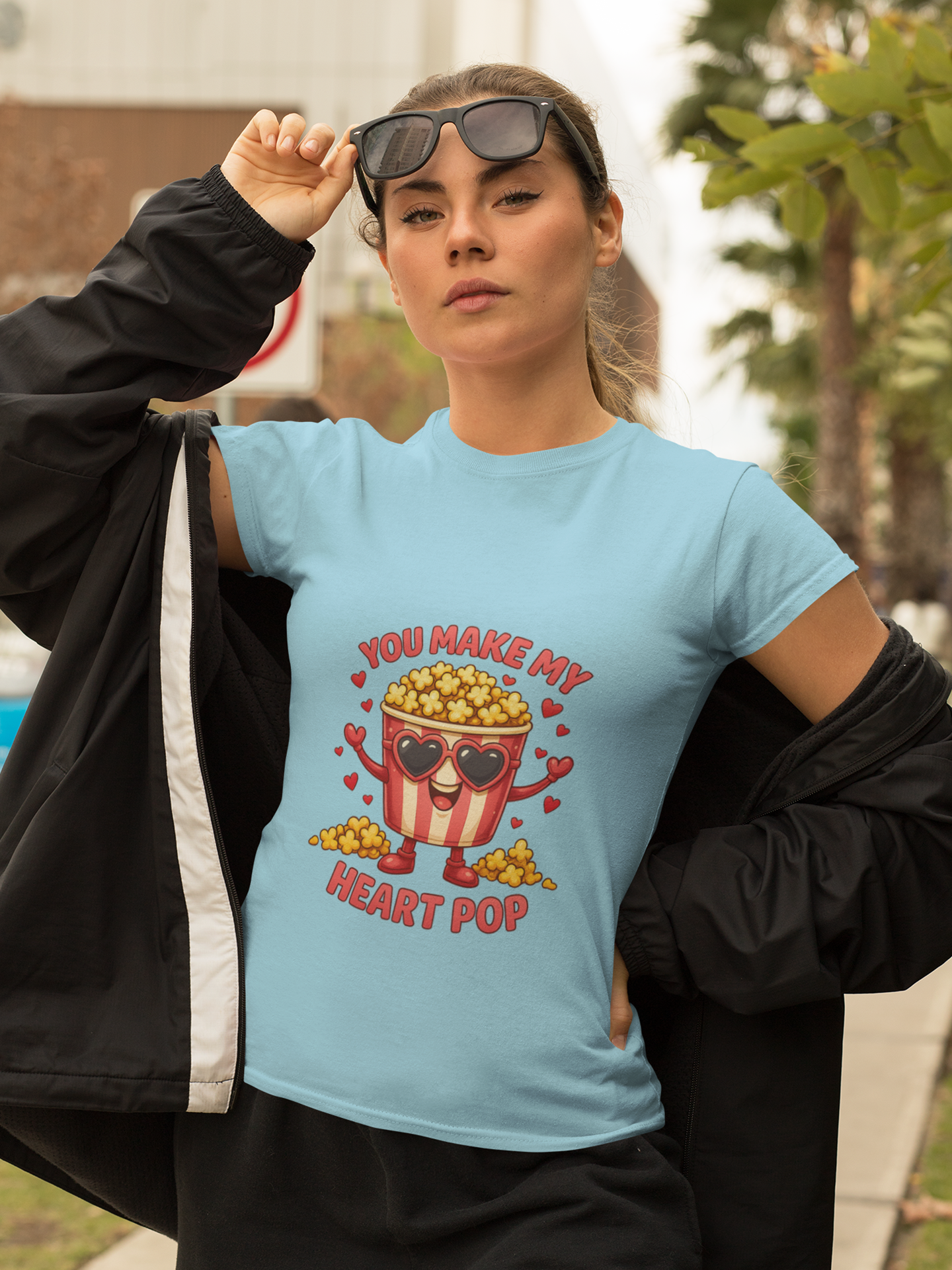 Heart Pop Crew Neck T-Shirt for Women