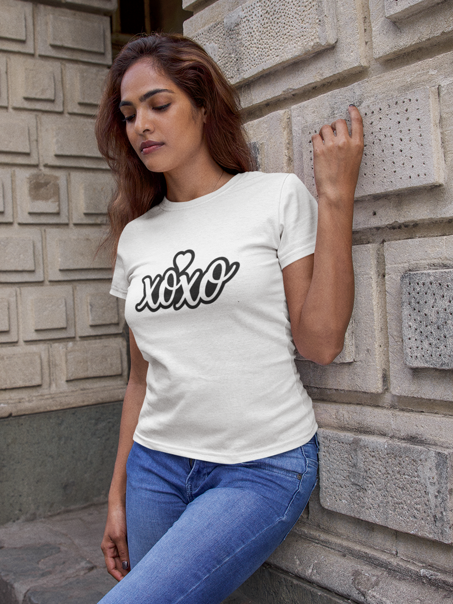 Black XOXO Vibes Women's Crew Neck T-shirt