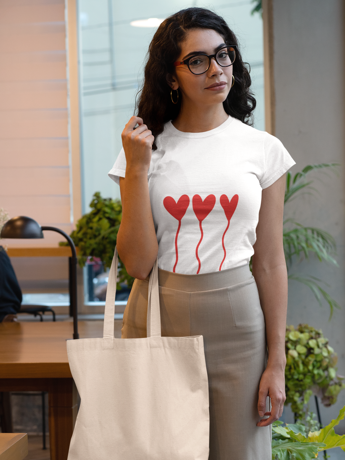 Floating Hearts Crew Neck T-Shirt for Women