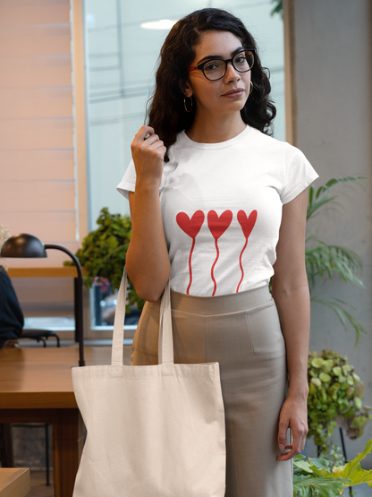Floating Hearts Crew Neck T-Shirt for Women